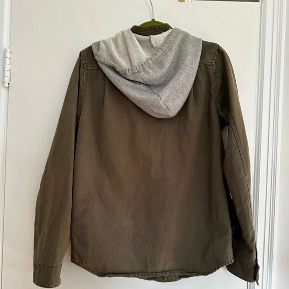 Legendary Good Mens Small Hooded Olive Green Military Style Jacket Snap closure - Picture 2 of 16